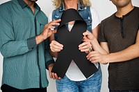 Group of People Holding Ribbon Breast Cancer Concept