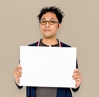 Asian Portrait Holding Blank Paper