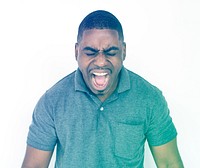 Adult Man Scream Face Expression Emotion Studio