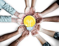 Hands Show Light Bulb Ideas Together Partnership