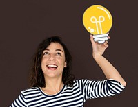 Woman Hold Light Bulb Think Ideas Create