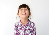Schoolgirl Smiling Portrait Studio Shoot on White Background