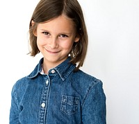Kid Studio Shoot Wearing Casual Adorable on White Background