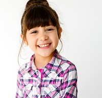 Schoolgirl Smiling Portrait Studio Shoot on White Background