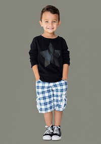 Young kid boy full body standing smiling isolated portrait