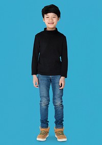 Young kid boy full body standing smiling isolated portrait