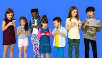 Happiness group of cute and adorable children using digital devices