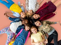 Happiness group of cute and adorable children lay down together