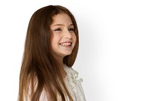 Young cheerful girl smiling isolated background portait