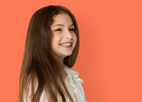 Young cheerful girl smiling isolated background portait