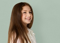 Young cheerful girl smiling isolated background portait