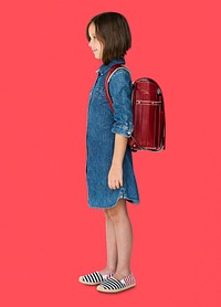 A girl with a backpack