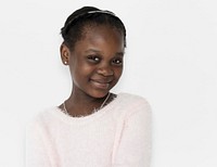 Young black girl cheerful head and shoulder smiling portrait