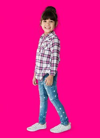 Young asian girl smiling full body portrait
