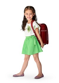 Little cute and adorable student girl is back to school