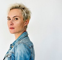 Adult Woman Face Expression Studio Portrait