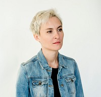 Adult Woman Face Expression Studio Portrait
