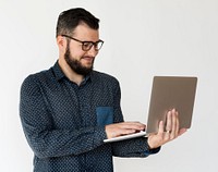 Adult Man Hands Carry Using Laptop Studio