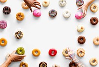 People Hands Reach for Doughnuts