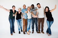 Group of Diverse People Stand Together Studio