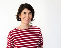 Caucasian Woman Smiling Face Expression Studio Portrait