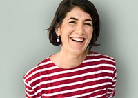 Happiness woman smiling casual studio portrait