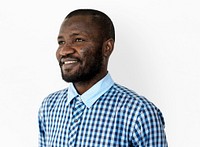 African man mustache smiling studio portrait
