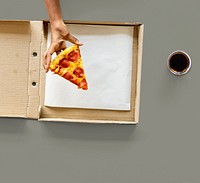 One last slice of pizza in a box