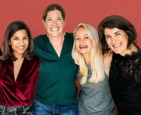 Happiness group of women huddle and smiling together
