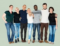 Happiness group of people huddle and smiling together