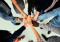 Group of people holding hand assemble togetherness