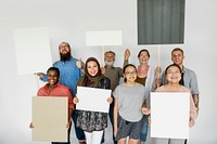Diverse Group of People with Blank Sign Copy Space