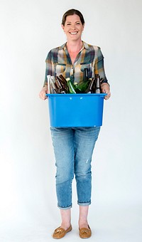 Adult Woman Holding Separated Glass Bottles Recyclable