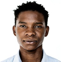 Worldface-Ugandan man in a white background