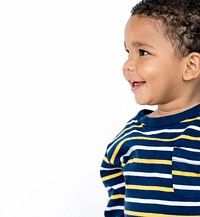 Happiness african little boy smiling casual studio portrait