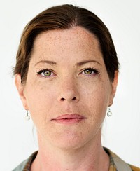 Portrait of a woman with freckles