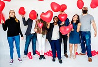 Group of Diverse People Holding Balloons Cheerful