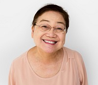 Senior adult woman smiling casual studio portrait