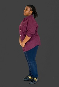 Young Adult Woman Side Stand Studio Portrait