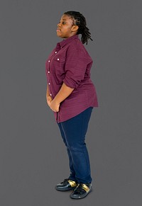 Young Adult Woman Side Stand Studio Portrait