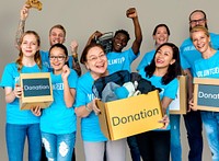 Group of Diverse People as Donation Community Service Volunteer