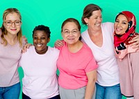 Group of Multiethnic Women Wear Pink Shirt