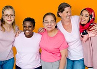 Group of Multiethnic Women Wear Pink Shirt