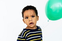 Little Boy Face Expression Studio Portrait with Balloon