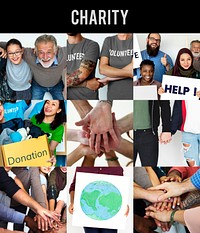 Collection of volunteer people support charity