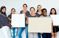 Group of Diverse People Holding Blank Board