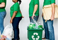People with Recycle Trash Cans Environmental Friendly