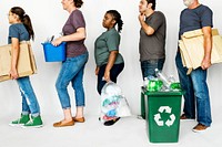 People caring for the environment by recycling