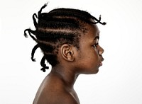 Portrait of African girl on white background