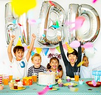 Group of kids celebrate birthday party together